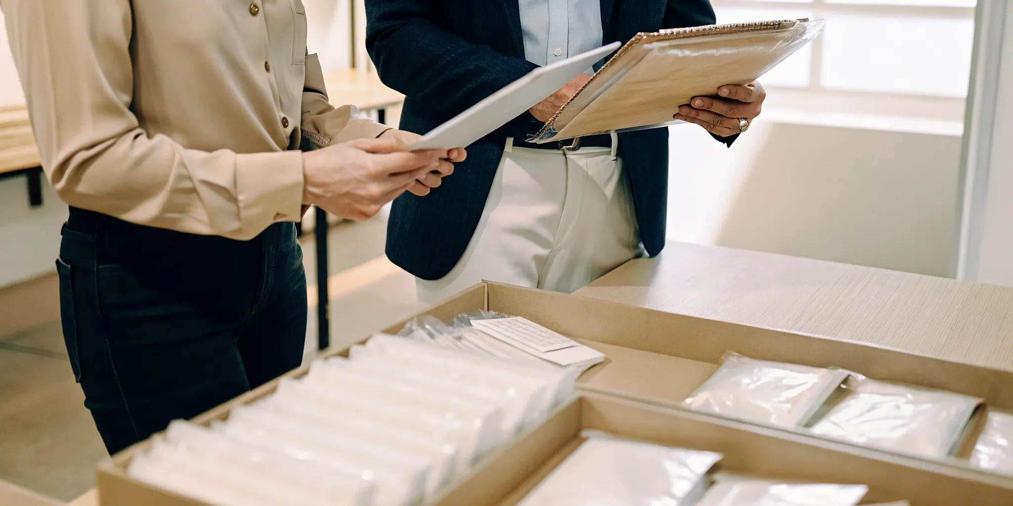 Practice team reviewing peptide supplements supplier documentation